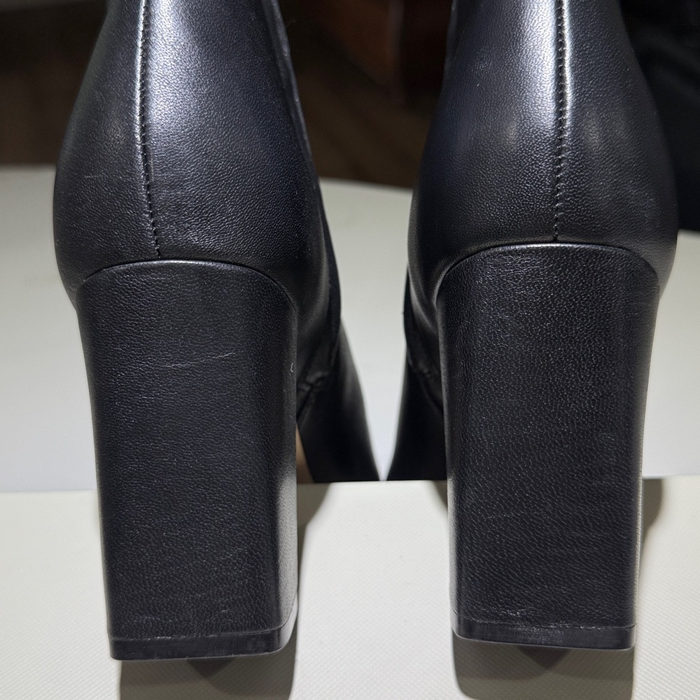 🥳NEW MARC FISHER Mlyanara 3 1/2” Heel Leather Ankle Boots, Black - Picture 9 of 16
